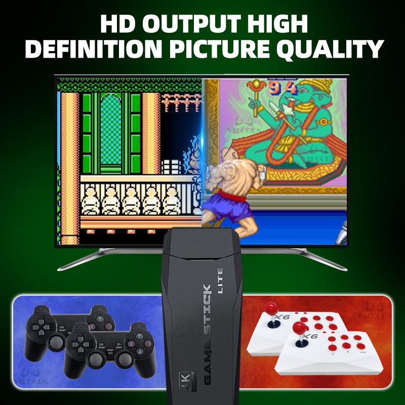 Новая игровая приставка Game Stick 4K TV Retro, встроенная 40000+ семейных игр, 15 эмуляторов для FBA GBA, беспроводной контроллер 2.4G