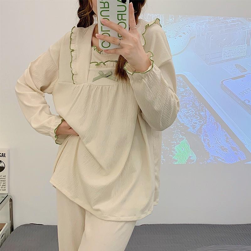 Женская пижама Lady Sweet Style Y2k Cartoon Bubble Cotton Bow Square Gown Женская ночная рубашка 2024 Осень Новая молодежная шикарная одежда для сна