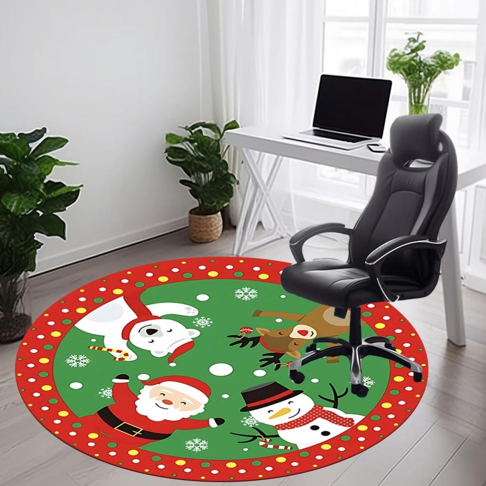 1pc Christmas ornaments Chair Carpet for Office, Soft, Non Slip Polyester Mat, Office, Entryway, Living Room, Bedroom