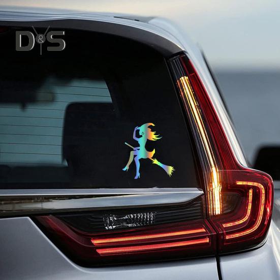 Хэллоуин ведьма автомобиль наклейка летающая метла устойчивая к атмосферным воздействиям самоклеящаяся авто внедорожник мотоцикл окно автомобиля украшение стены кузова девушки сделка автомобиль