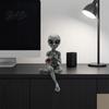 Creative Home Accent Resin Alien with Beer Glass Figurine, Decorative Desktop Ornament, Table Exquisite Hand Carved Statue Decoration for Living Room