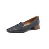 Mid Heel Retro Women Pumps Pointed Toe Concise Office Lady Working Shoes Woman Genuine Leather Pumps Basic Spring Summer 2024