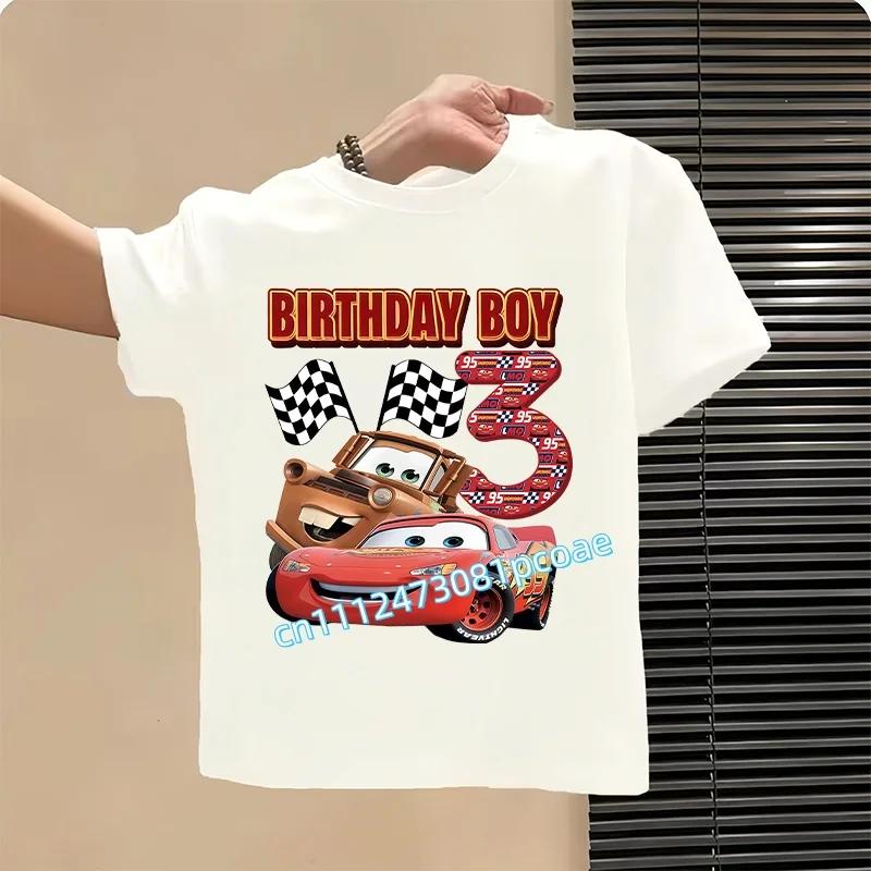Lightning McQueen Number TShirt Simple Basic Toddler Short Sleeve Anime Trend Anime Cartoon Summer Tops Birthday Clothes Gift