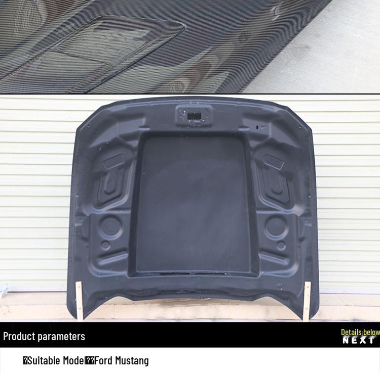Carbon Fiber Hood for 15-17 Ford Mustang - Supercharger Compatible with Heat Dissipation