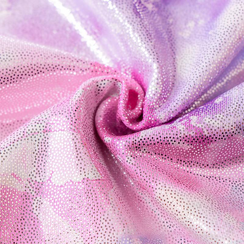 Детская танцевальная одежда, балетный костюм с принтом рыбьей чешуи, цельный купальник с длинными рукавами