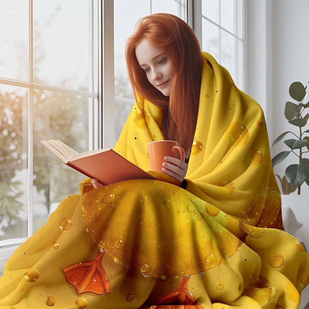 VIKAMA yellow duck healing wind blanket soft skin warm lovely bedroom sofa children's room blanket Home Decoration