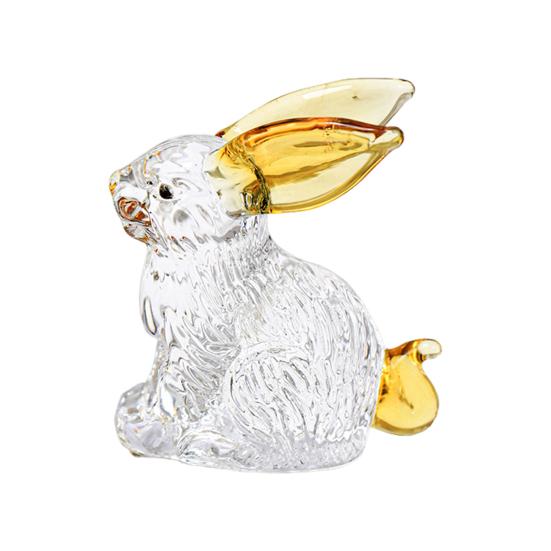 Yousheng Faux Crystal Rabbit Figurine Transparent Collectible Rabbit Statue Glass Art Animal Ornament Bunny Sculpture for Home Office Desk Car
