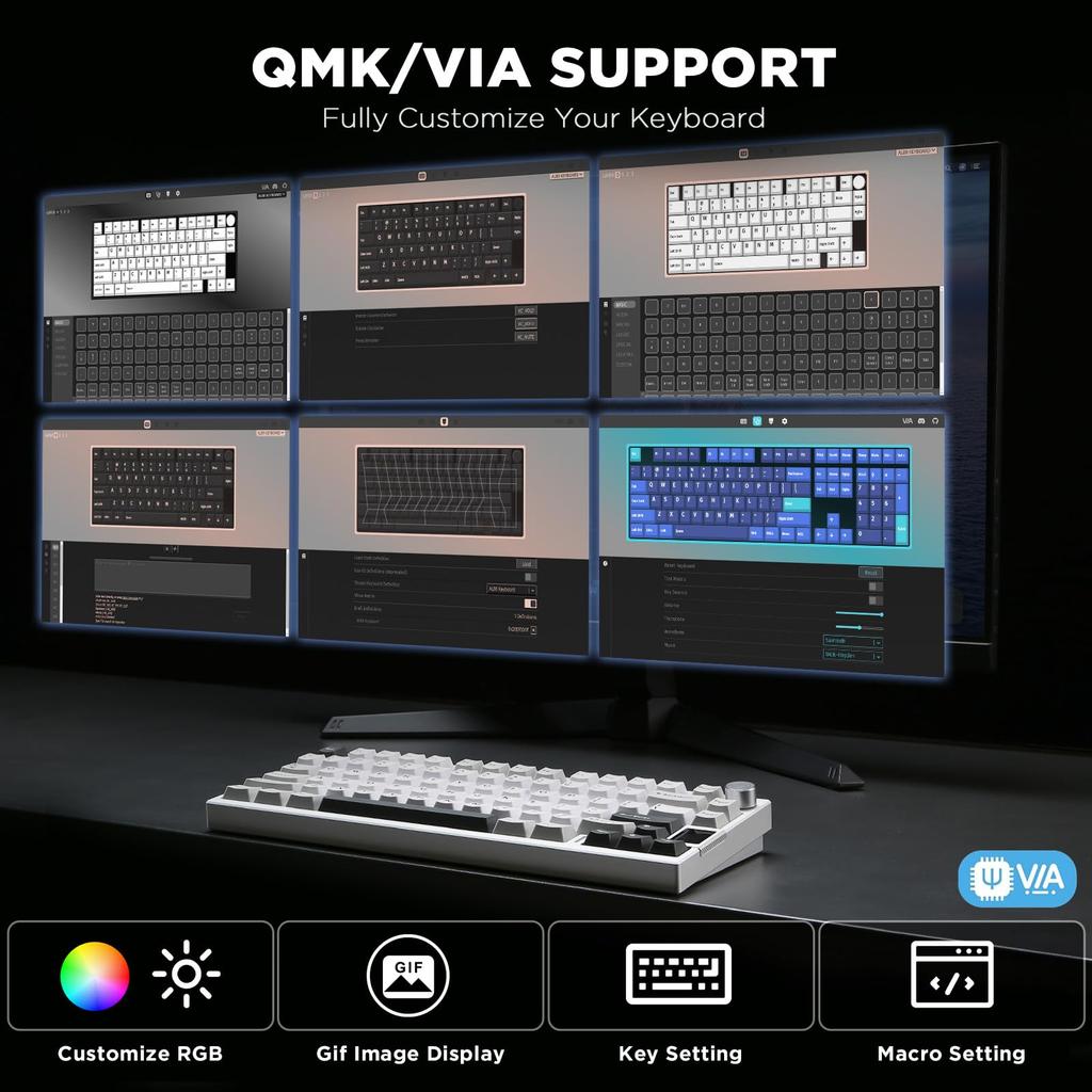 YUNZII AL80 Mechanical Wireless Gaming Full Aluminum CNC LCD Gasket with Technical Standards Approved Zero Linear Keyboard, Keyboard, 75% Layout,