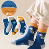 Детские носки с рисунком динозавра T-Rex для детей от 1 до 16 лет, мягкие, эластичные, спортивные, упаковка из 5 пар, оптовая продажа, оптовая продажа, детские спортивные носки