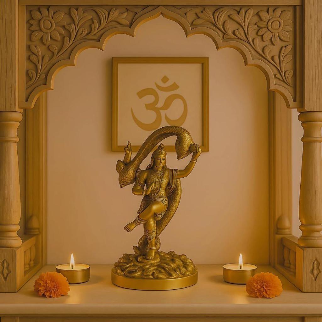 'Шивджи Васуки' Золотая Антикварная Полирезиновая Фигурка Идол Статуя Шива Мурти с Васуки Статуэтка для Мандира Домашнего Декора, Высота 6 Дюймов, Религиозная