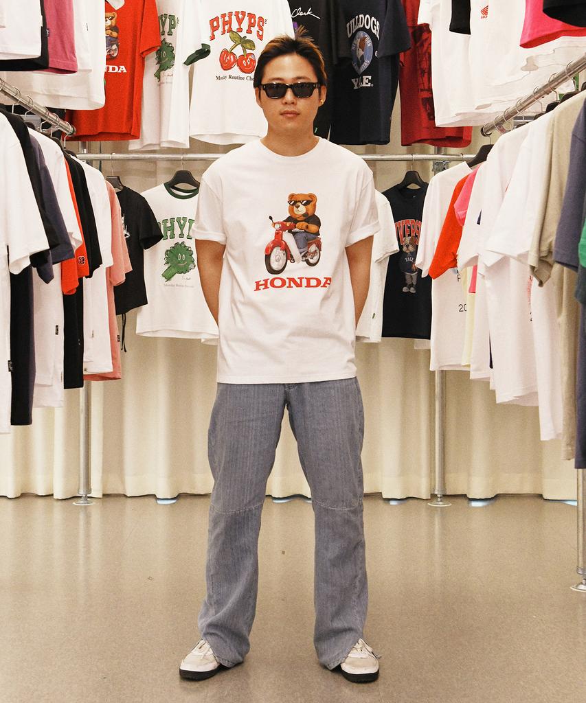 PHYPS MOTORCYCLE Honda Bear T-Shirt White