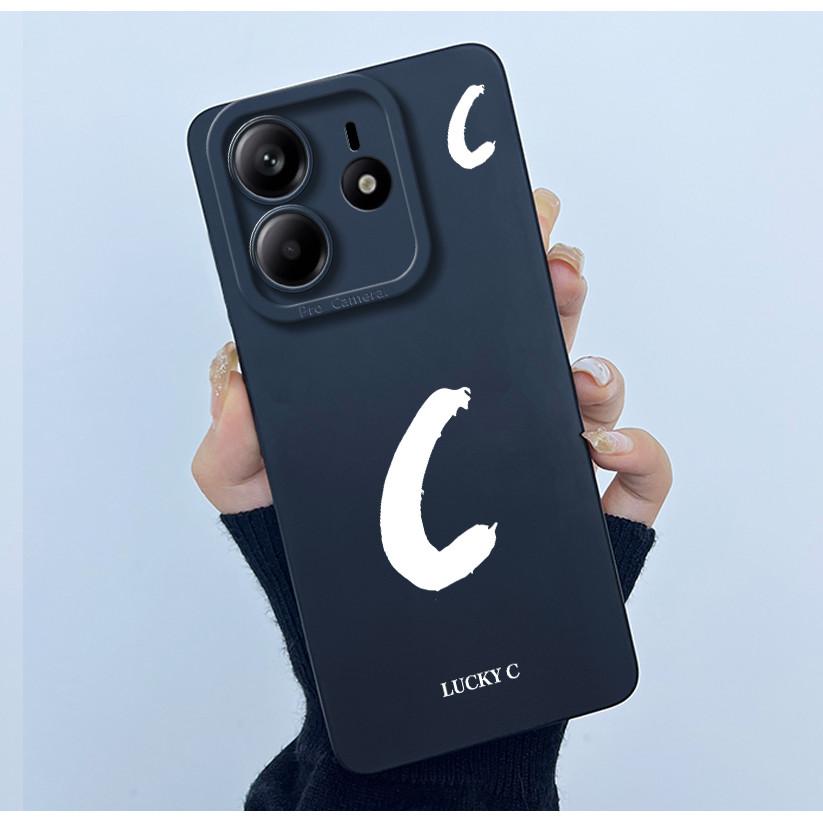 For Xiaomi Redmi Note 14 5G Cover Case Lucky Initial Letter Couple Silicone Soft Matte Phone Bumper for Redmi Note14 5G Casing