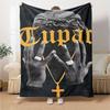 1 шт. Плед в стиле Hip Hop 2Pac, Мягкий, Легкий, Для всех сезонов, Многоцелевой плед для дивана, кровати, офиса и пикников, Французский стиль с культовыми обложками альбомов и цитатами