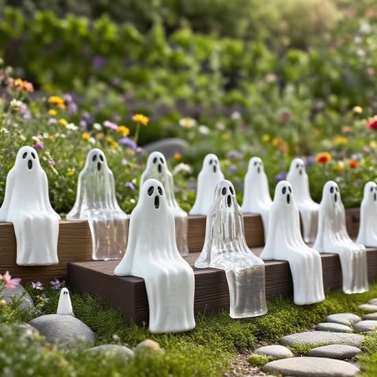 20 Pcs Mini Ghost Ornaments Sitting Ghost Miniatures Halloween Screaming