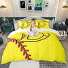 Homewish Softball Baseball Duvet Cover Set, Sports Initial Comforter Cover Set, Personalized Monogrammed Bed Set