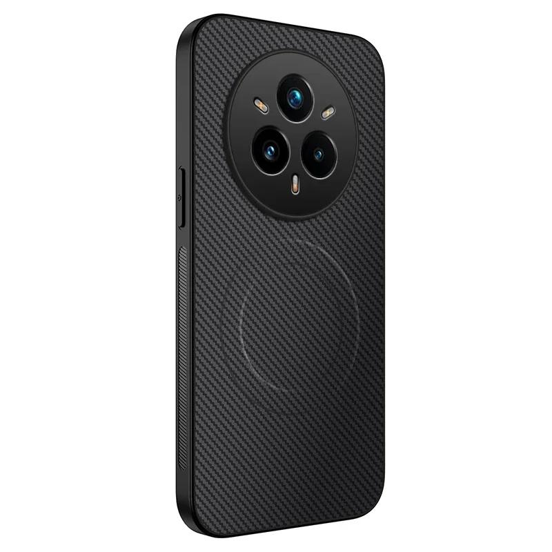 Carbon Fiber Texture Phone Case For Realme 14X 14 Pro Plus 5G Magnet Wireless Charging Shockproof Silicone Soft Back Cover Cases