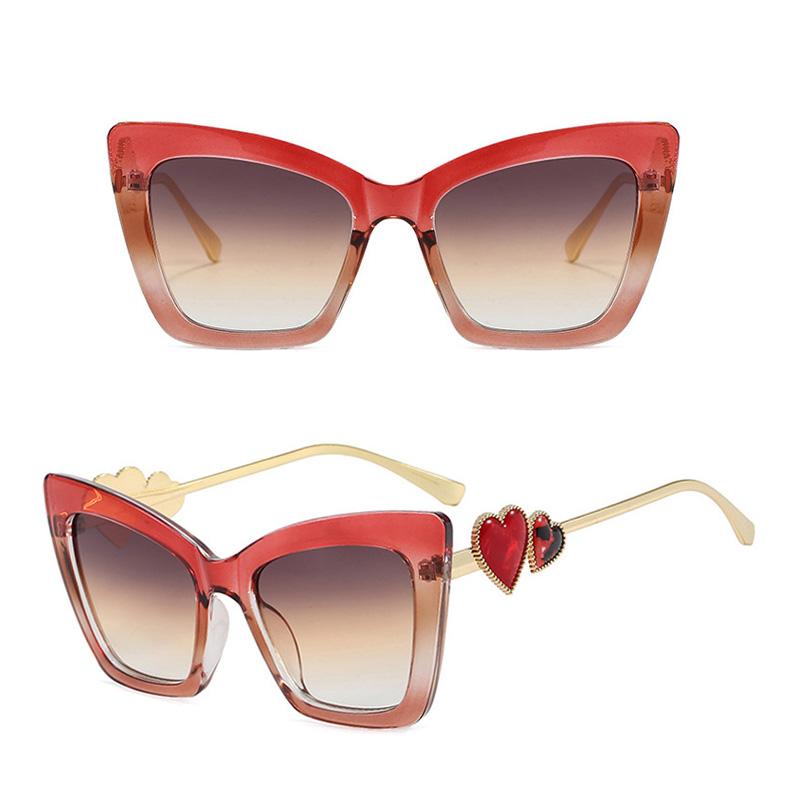 Trendy Cat Eye Sunglasses with Metal Love Inlay, Personality Unisex UV400 Glasses, Fashion Outdoor Eyewear for Men & Women