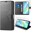 Case - BOOLING - for Samsung Galaxy A16 4G/5G - Black PU Leather Flip Protection - 2 Tempered Glasses