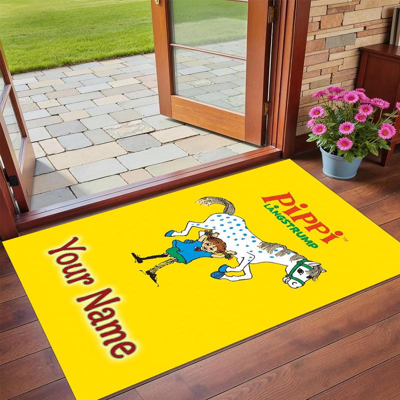 Crystal Velvet Rug Custom Name Text, Soft Non Slip Floor Mat Home DecorPippi Longstocking