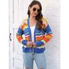 Women's Autumn and Winter Rainbow Pattern Patchwork Striped Casual Jumper
