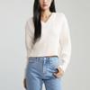 Calvin Klein Minimalist Embroidered Asymmetrical V-Neck Sweater Women Sweater Off-White J222847YBI