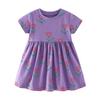 Girls' Purple Tulip Short-Sleeved Dress Baby Pure Cotton Princess Dress Kidsren's Summer Dress Knitted Skirt for Small and Medium-Sized Kidsren