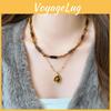 Tiger Eye Stone Layered Necklace With Stainless Steel Pendant Geometric Style For Daily Use