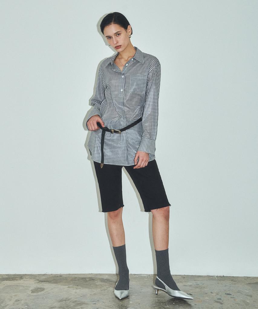 Cita Sheer Gingham Check Shirt Dress_Ctop708(Black)