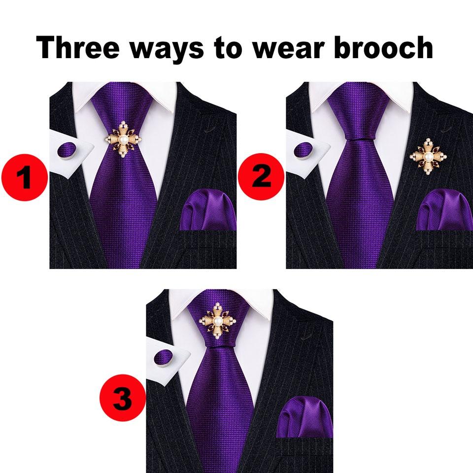 Barry.Wang солидный набор галстук с брошью и запонками,для мужчин