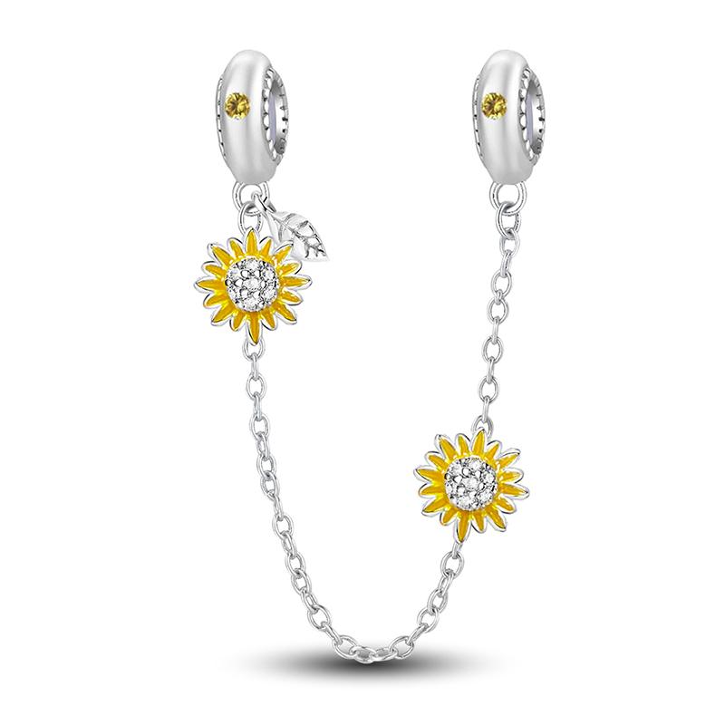 Медь Подсолнух Роза Цветок Серия Шарм Бусина Подходит Оригинальный Пан Браслет Браслет Высокое Качество DIY Ювелирные Изделия Для Женщин