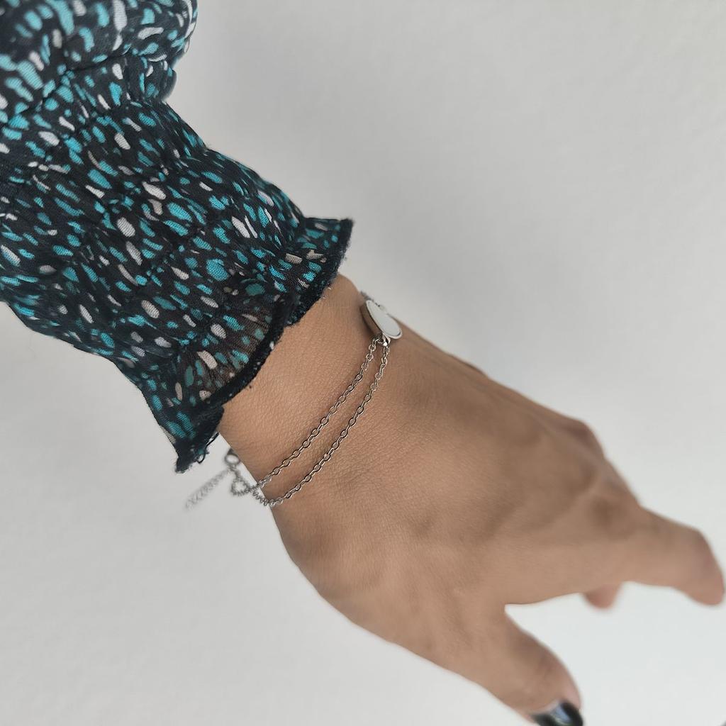 Серебряный браслет с натуральным перламутром, вес изделия 2,01 гр (2184591)