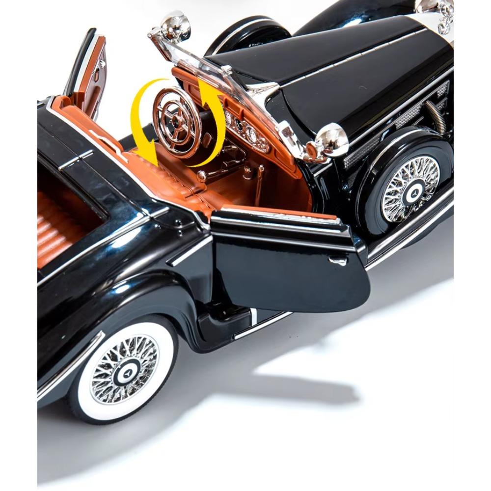 Масштаб 1/18 1936 Benzs 500K Alloy Classic Car Model Diecast Metal Retro Vehicles Car Model Simulation Sound and Light Children Toy Toy Gift
