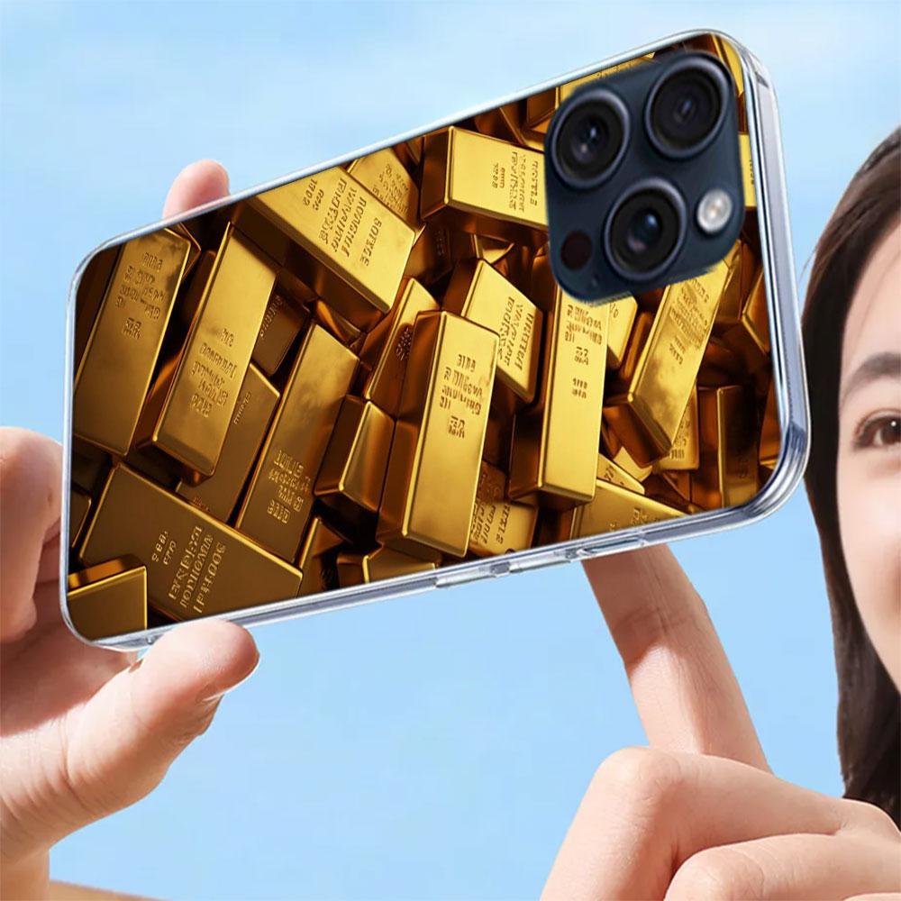 Золотой Слиток Богатство и Финансы Прозрачный Чехол Для Телефона Для Iphone 17 Air 16 Pro Max 15 Pro 14 Plus 17E 16E 11 13 12 Mini Чехлы Funda