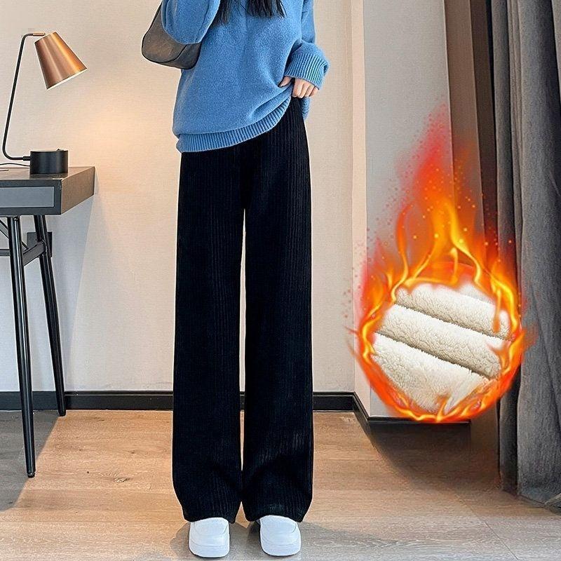 Брюки женские утолщенные широкие брюки из овечьего флиса плюс бархат женские осенне-зимние модные свободные брюки повседневные брюки из кашемира