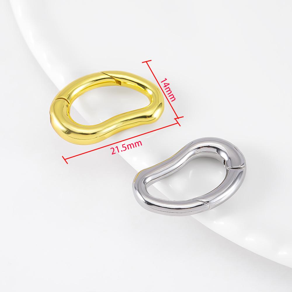 18K Plated D-Ring Pea-shaped Spring Clasp for Bracelet Making Brass Buckle Clasp Carabiner Locks for Jewelry Making Accessories