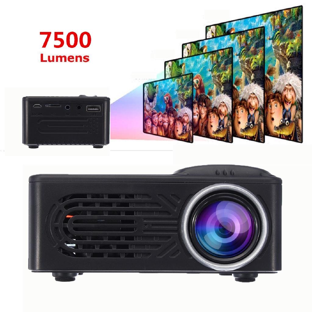 Black HD 1080P Mini Portable LED Video Projector Home Cinema USB SD HDMI Multimedia UK Plug NEW