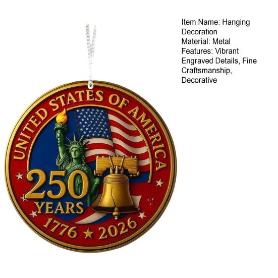 United States 250th Anniversary Acrylic Hanging Decoration US Flag Round
