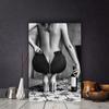 Черно-белые обнаженные женщины с бокалами вина, плакаты и принты, холст, картина, настенное искусство, сексуальная девушка, картина для спальни, домашний декор, Cuad