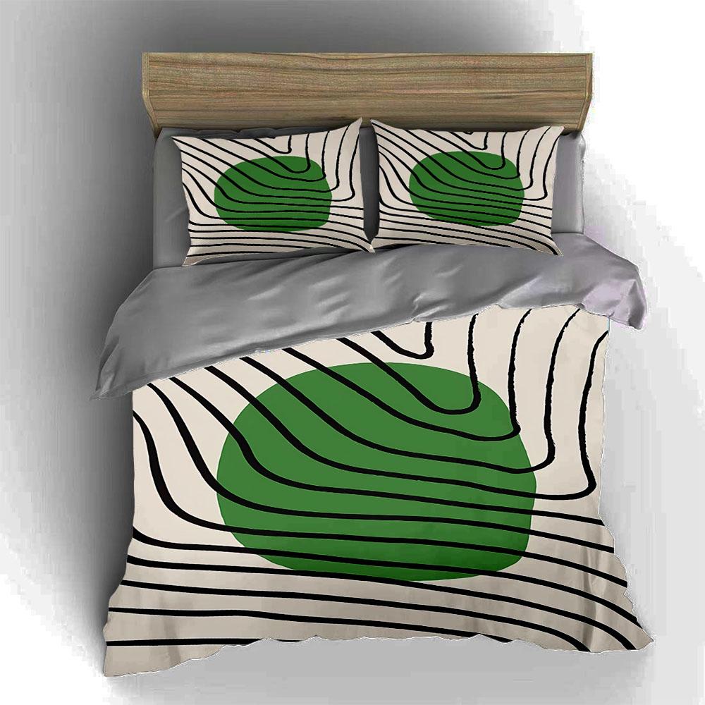 Green circle lines Bedding Duvet cover sets Duvet covers Pillowcases gifts (1 * Duvet Cover 2 * Pillowcases, without duvet insert)