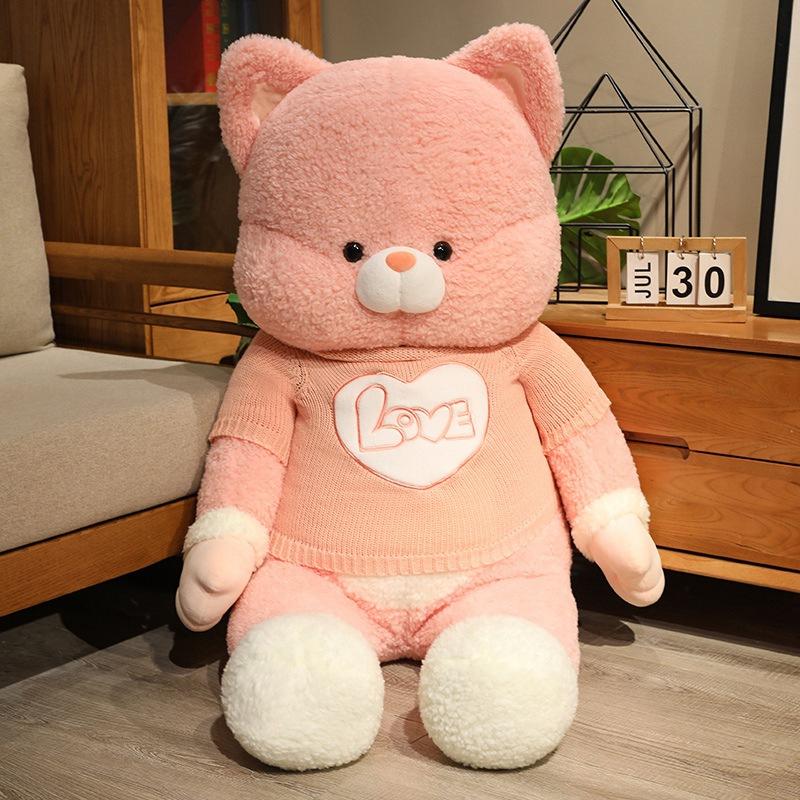 Большая плюшевая игрушка кошка в одежде, кукла кошка, детская успокаивающая тряпичная кукла, подарок на день рождения для девочки