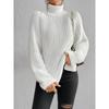Autumn and Winter Women's Plus Size Knit Sweater Medium Long Shoulder Sleeve High Lapel Split Sweater Dress