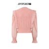 JOY SPEAKER Women's Patchwork V-Neck Long Sleeve Knit Top