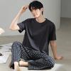 Men's Summer Modal Pajamas Two-piece Short-sleeved Trousers Thin Loose Soft Home Wear Suit Sleepwear