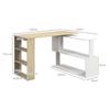 Corner Computer Desk, L Shaped Desk with 360 degrees Rotating Bookshelf, 120L x 110W x 74.5H cm, Natural and White