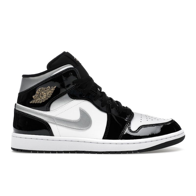 Air Jordan 1 Mid SE Black White Metallic Silver Men Sneakers Metallic-Gold HV0789-010