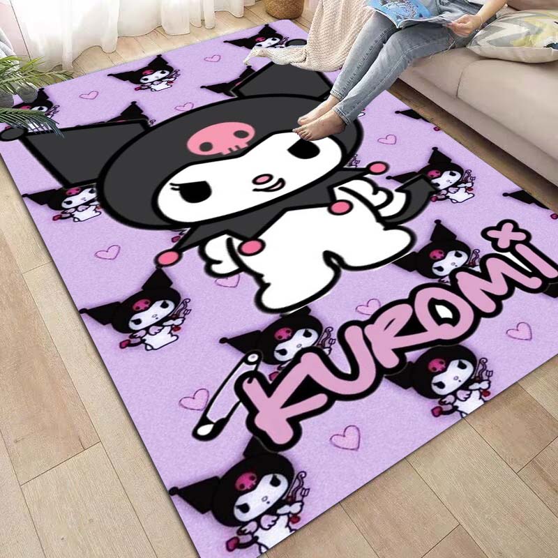 3D printed Kuromi cartoon rug, suitable for living room, bedroom, kitchen, doorway, children's non-slip floor mat, birthday gift