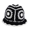 Fleece thread Flower Sun Hat Hollow Bucket Hat Casual Knitted Fisherman Hat  Student