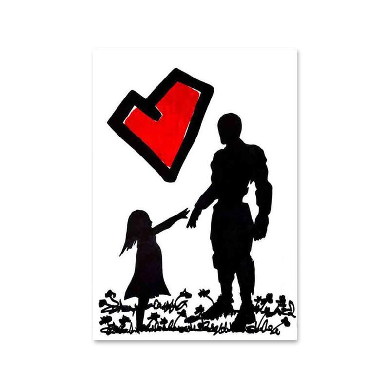 Граффити Бэнкси, красный воздушный шар, плакат, принты, абстрактные фигуры, картина на холсте, настенное искусство, картина для офиса, коридора, домашнего декора