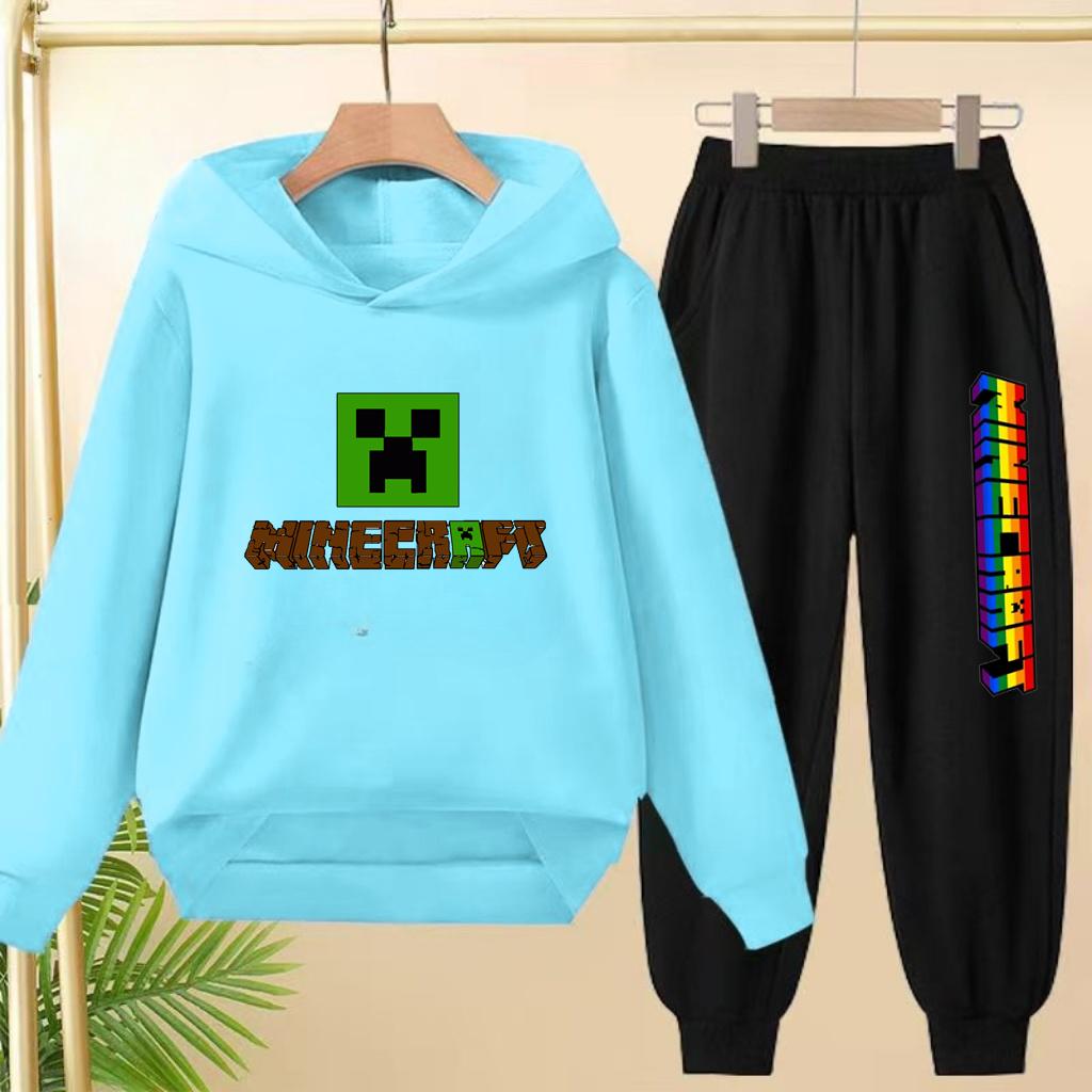 Kids Game Spring Autumn Hoodie Casual Pullover Sportshirt Top+Pants Two-Piece Boys Girls 3-12Yrs Clothes Leisure Coat Sports Set