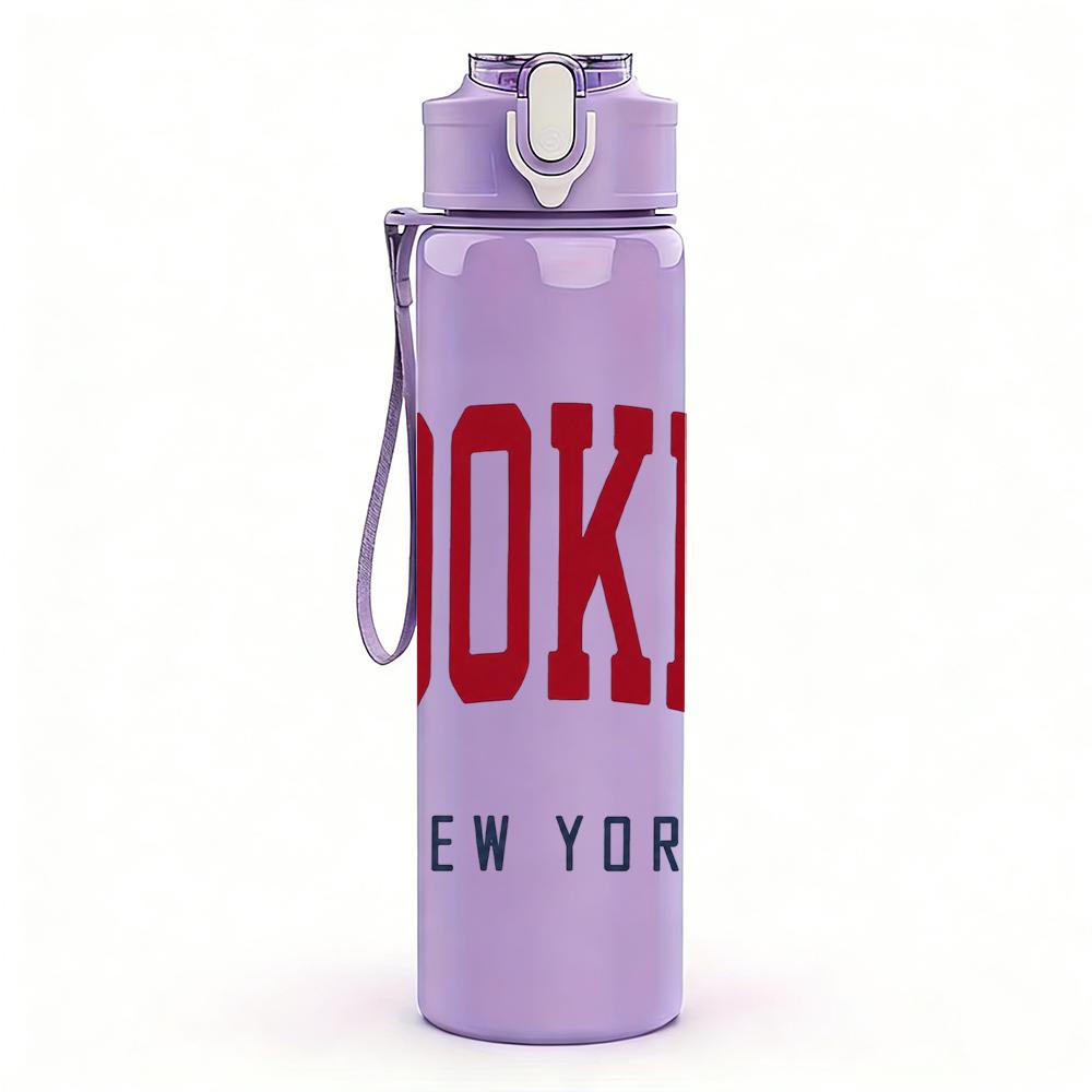 1PC Brooklyn New York Letter 750ml Color Plastic Sports Water Bottle Leakproof Flip Straw Lid Suitable for Sports Office Home Use